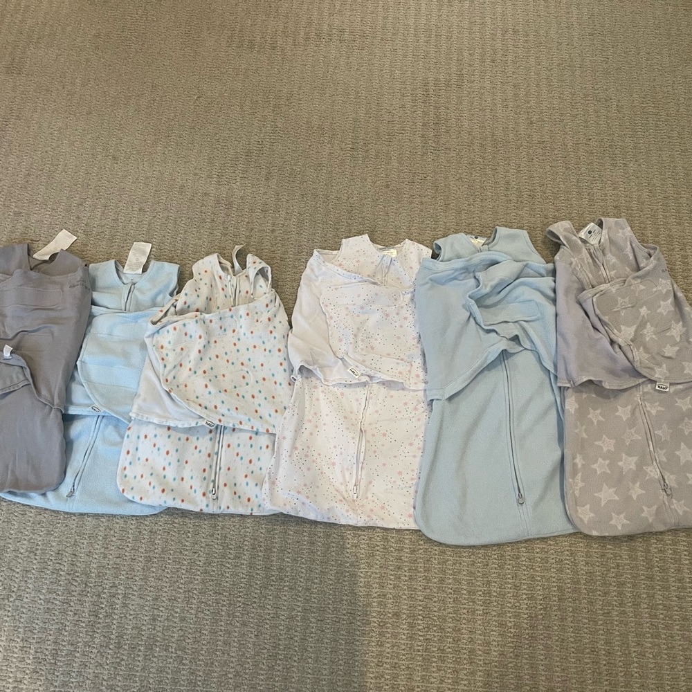 Six halo sleepsacks- three newborn and three 3-6 months